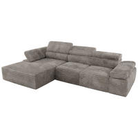ECKSOFA RILASSO L Hellbraun Cord - links - Hellbraun/Schwarz, Kunststoff/Textil (296/174cm) - MKS