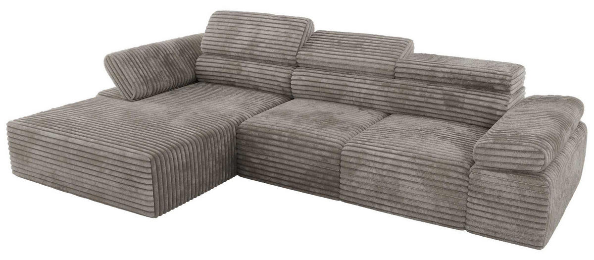 ECKSOFA RILASSO L Hellbraun Cord - links - Hellbraun/Schwarz, Kunststoff/Textil (296/174cm) - MKS