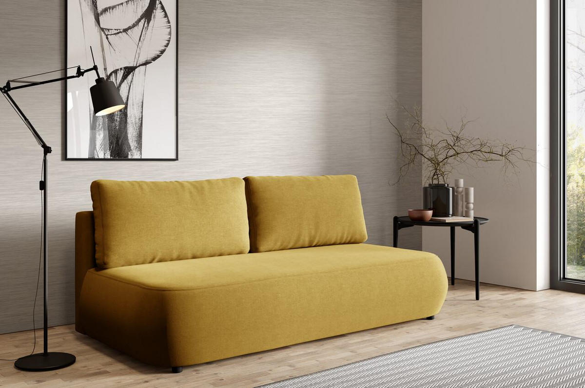 SCHLAFSOFA mit Bettkasten Gelb - Gelb/Schwarz, Holz/Holzwerkstoff (210/82/106cm) - Furnisell
