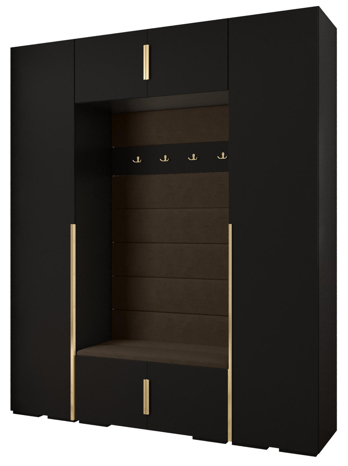 GARDEROBEN-SET 236,7/200/47 - Goldfarben/Schwarz, Holz/Kunststoff (200/236.7/47cm) - Abiks Möbel