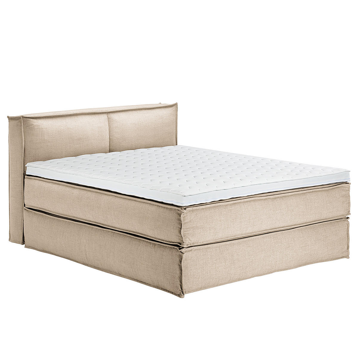 BOXSPRINGBETT mit Kopfteil - Premium - Beige, Textil (160/220cm) - home24