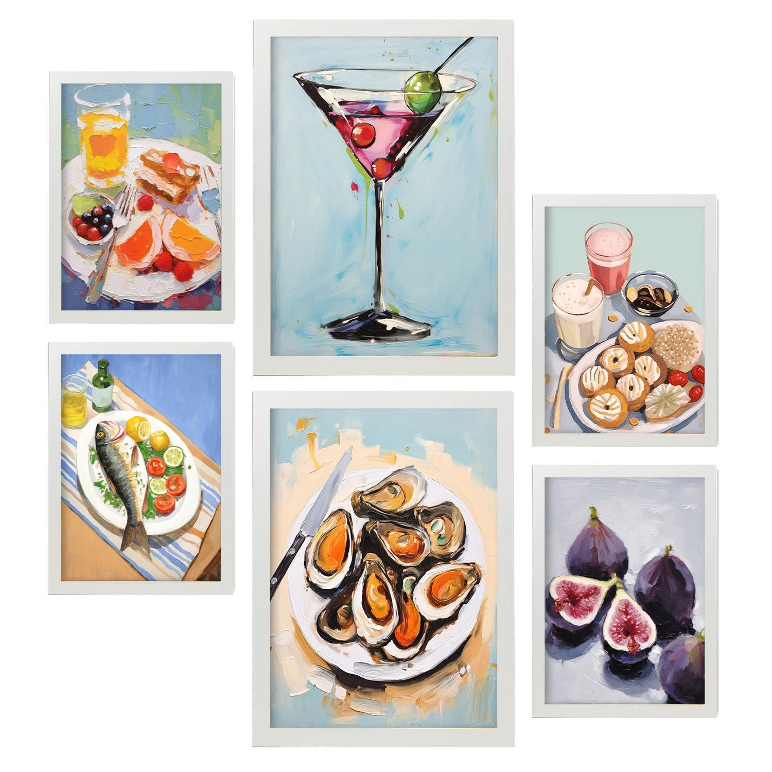 POSTER Set Mit 6 Essen A3 & A4 Weißer Rahmen - Weiß, Papier (29/3cm) - Nacnic