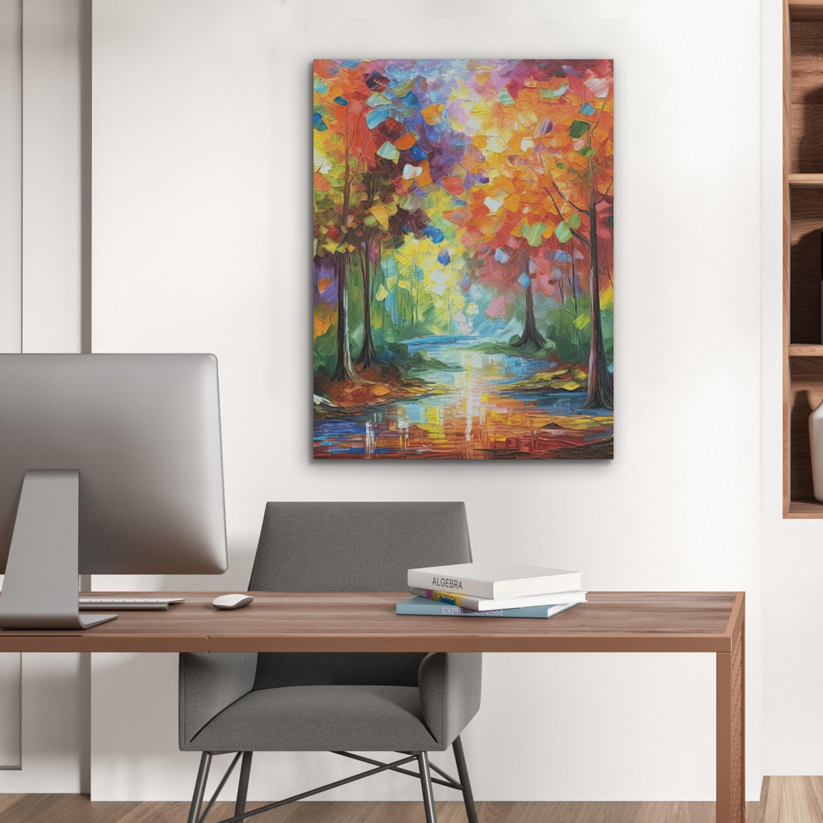 AKUSTIKBILD Landschaft - Wald - Farben - Natur Wandbilder 60x80 cm - Multicolor, Textil (60/80/0.9cm) - MuchoWow