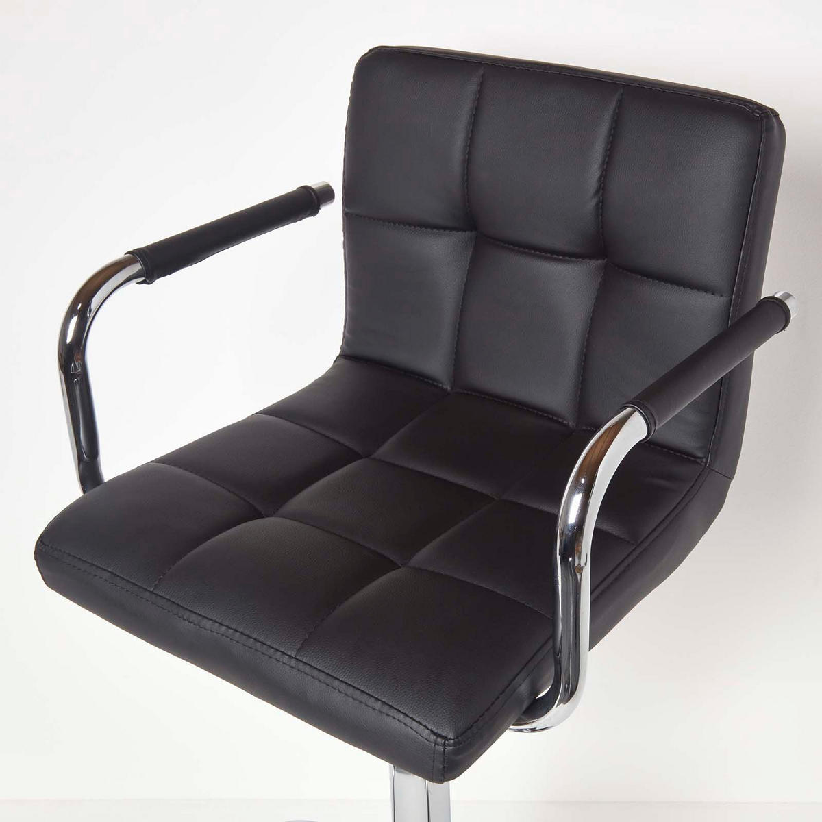 BARSTUHL Bramley mit Lehne, Kunstleder, drehbar & höhenverstellbar - Schwarz, Textil (44/113/44cm) - Homescapes