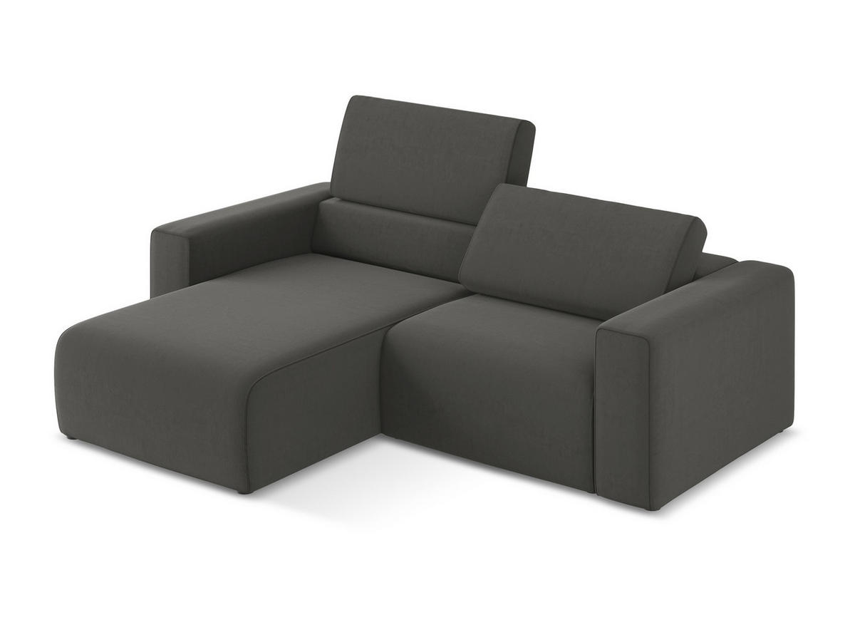 ECKSOFA Links Samt Stoff Grau - Dunkelgrau/Schwarz, Kunststoff/Textil (167/224cm) - Makamii
