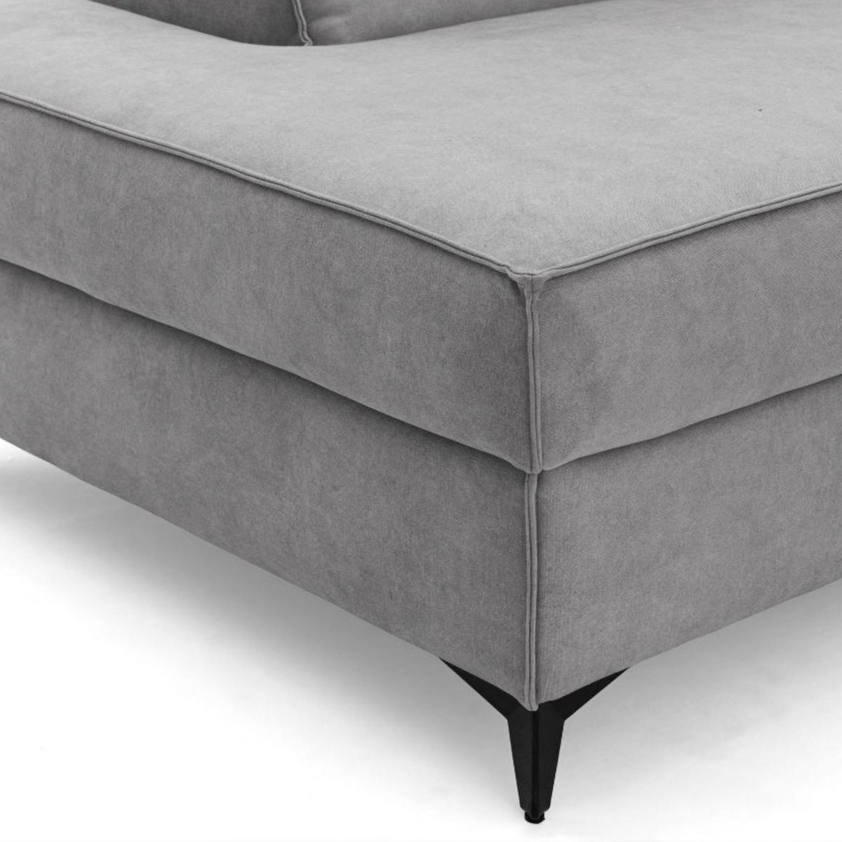 ECKSOFA PURE U Links mit Schlaffunktion 127x270 Velours Hellgrau - Hellgrau/Schwarz, Holz/Textil (340/204cm) - Muffo