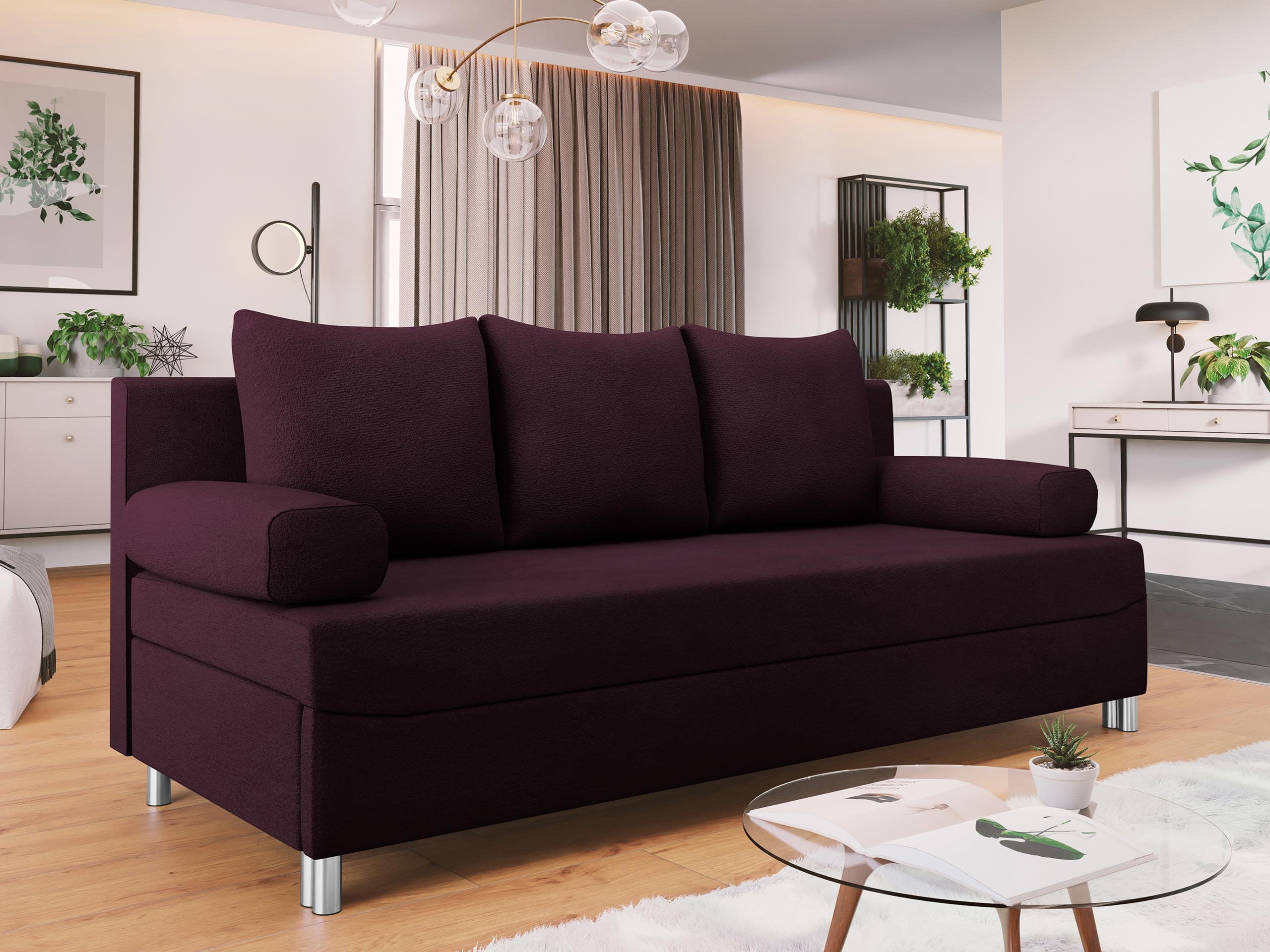 SCHLAFSOFA Dover - Chromfarben/Violett, Holz/Kunststoff (192/86/80cm) - MIRJAN24