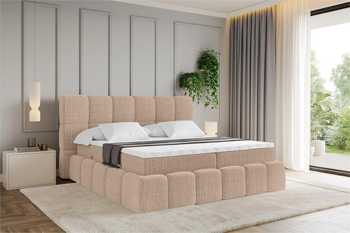 BOXBETT - AURI-H3 - 180x200 Dunkelbeige Aragon - Sandfarben, Holzwerkstoff (180/200cm) - ALTDECOR