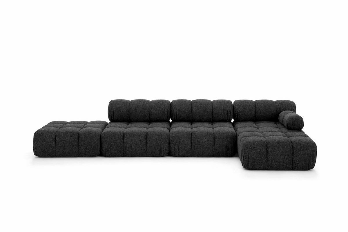 ECKSOFA L-Form XL, Stoff Bouclé Abriamo, Graphit, Rechts, Selia L XL - Graphitfarben, Holz (380/160cm) - Kaiser Möbel