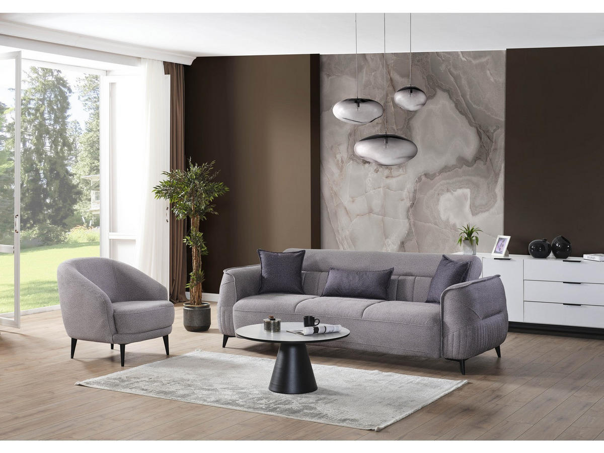SITZGARNITUR Cordoba, Grau Stellvariante 3+2 - Grau, Holzwerkstoff/Kunststoff (245/85/104cm)
