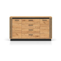 KOMMODE – 160 cm – Urso – KO-053 - Eichefarben/Schwarz, Holzwerkstoff (160/90/40cm) - hi-markt