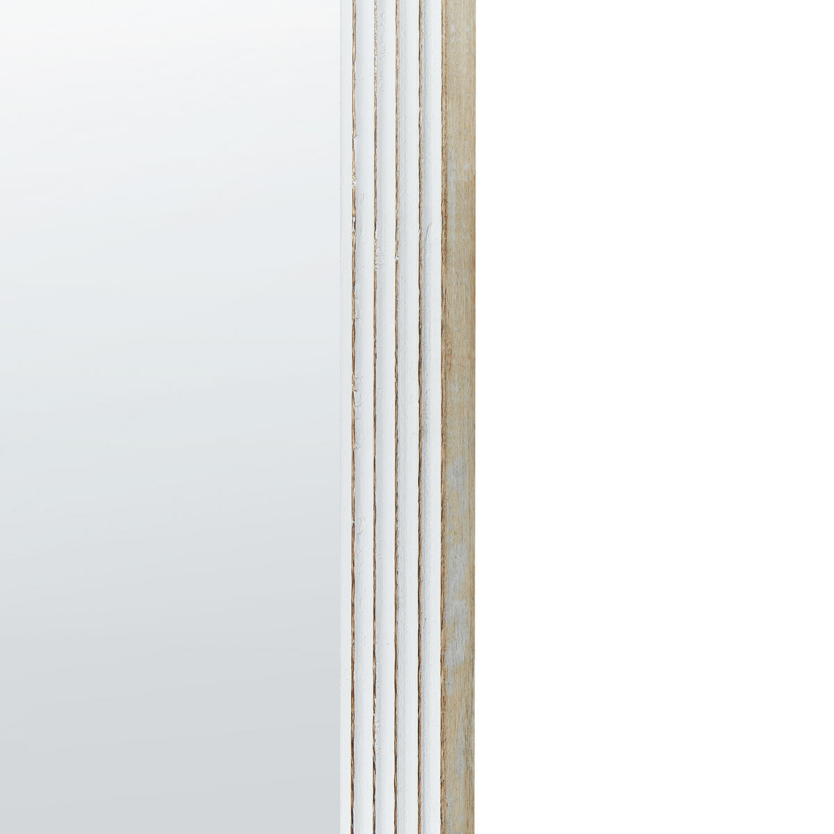 WANDSPIEGEL Mangoholz weiß oval 56/130 cm Briant - Hellbraun/Weiß, Holz (56/130/3cm) - Beliani