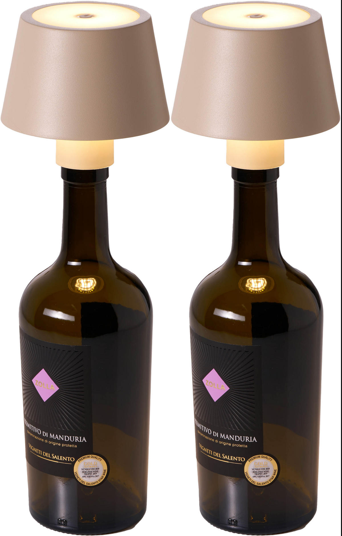 LED-AKKU-TISCHLAMPE - dimmbar mit Touchsensor und warmweißem Licht für drinnen und draußen, 2er-Set - Beige, Metall (11/11/12.5cm) - Northpoint