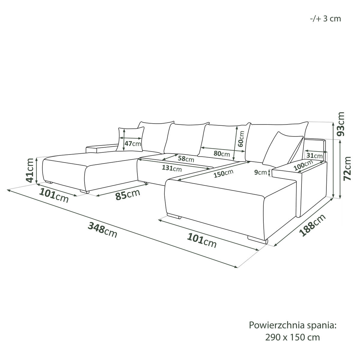 WOHNLANDSCHAFT Lauren in U-Form 348 x 188 cm, 5 Sitzer, Bettzeugablage, Big Sofa, Eckcouch, Cord, hellbraun - Hellbraun, Kunststoff (348/93/188cm) - Margaret Hadas24
