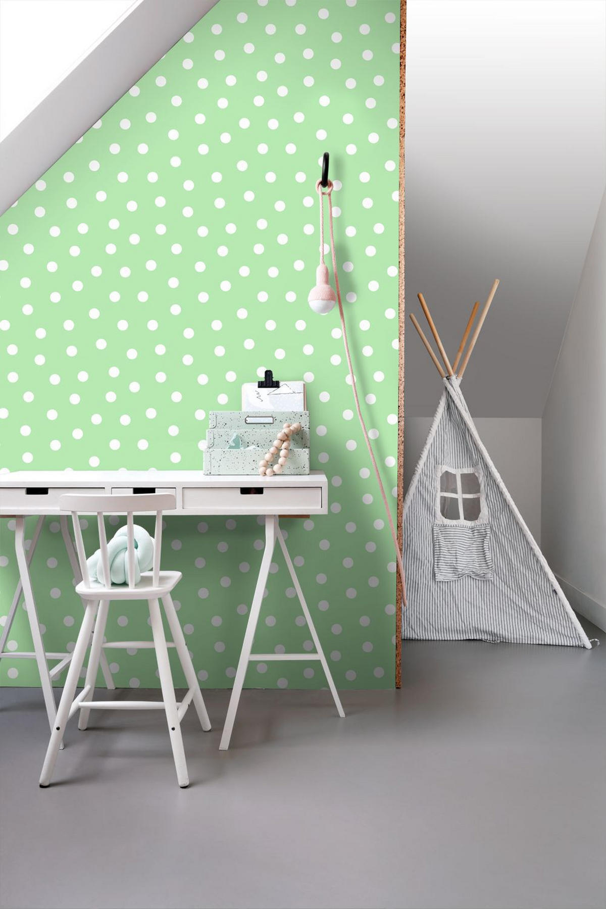 TAPETE Punkte 50 x 900 cm - Grün, Papier (50/0.1cm) - ESTAhome