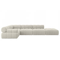 ECKSOFA modulares Sofa Felto-L2 - 380x190x70 cm Creme Cord - Hellgrau/Creme, Holzwerkstoff/Textil (380/190cm) - ALTDECOR