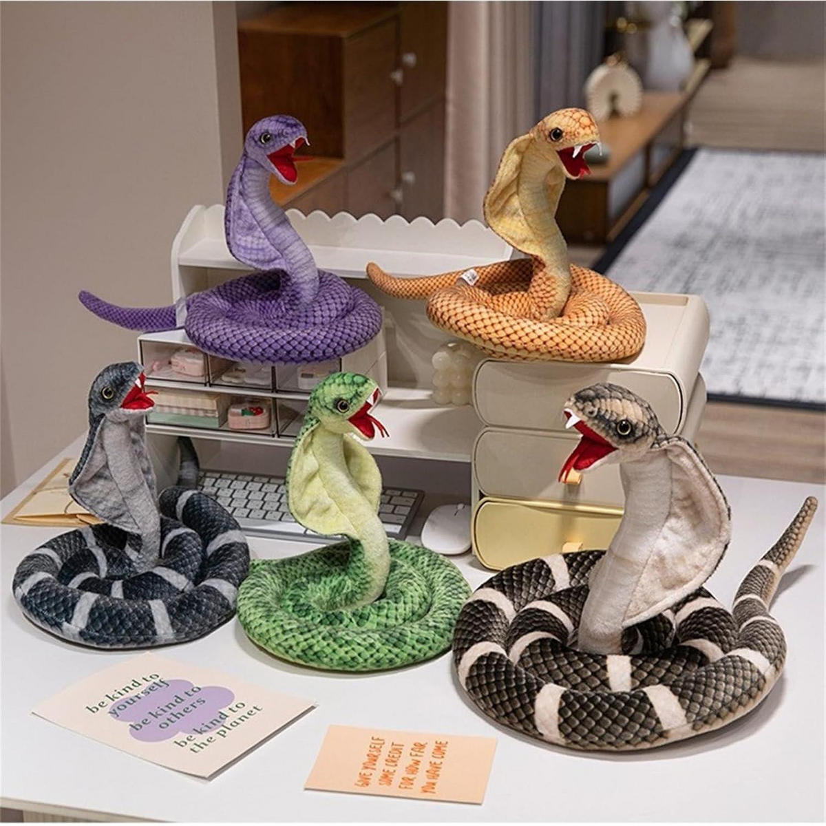 PLÜSCHTIER Schlange Kuscheltier groß, realistische Kobra in grau - Grau, Textil (6/10cm)