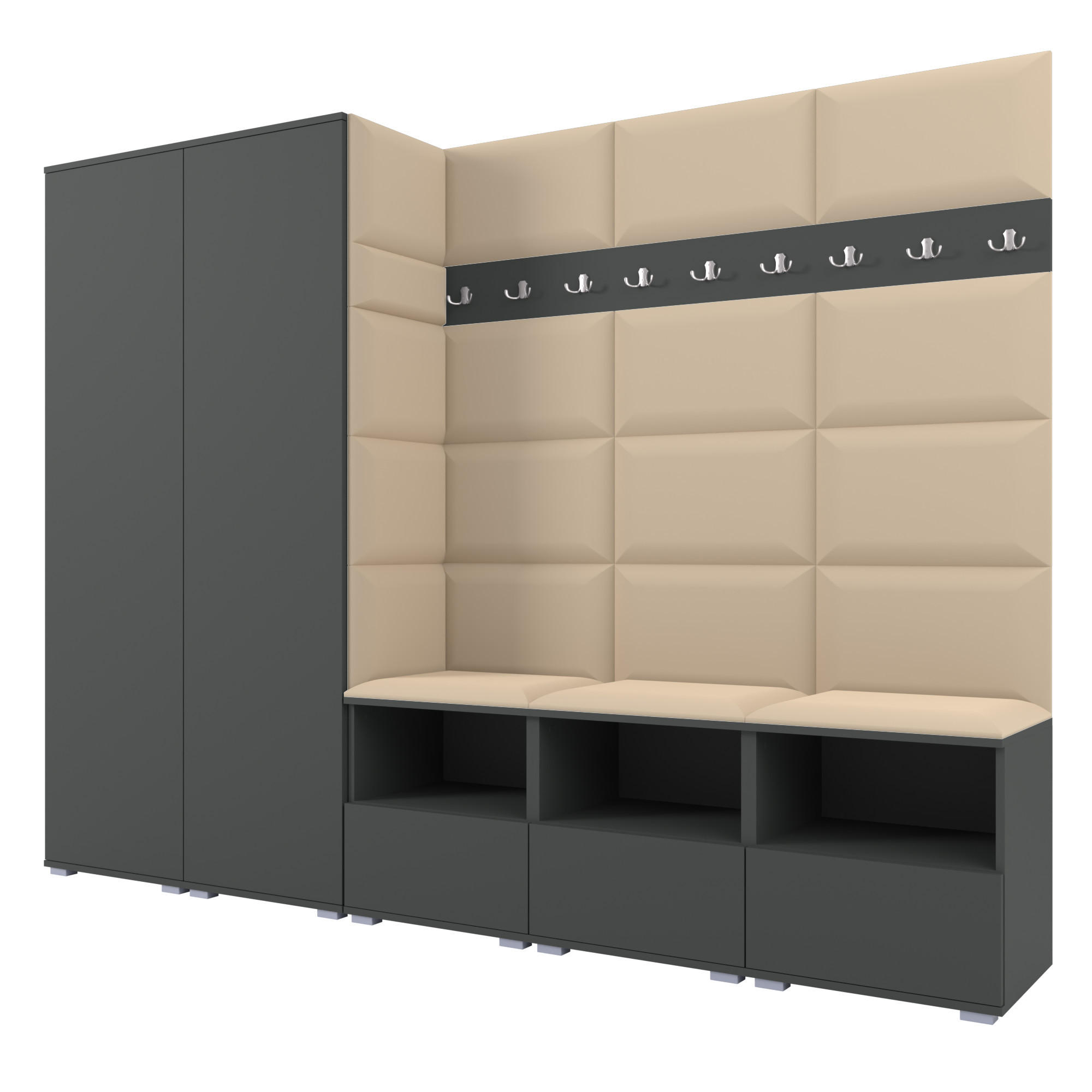 Ravio Garderobe Graphit, Beige 250x187x40 cm