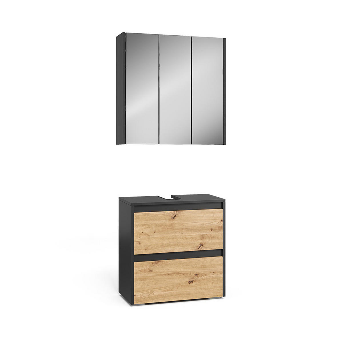 BADMÖBEL-SET Majest Anthrazit/Artisan 2 Teile - Anthrazit/Hellgrau, Holzwerkstoff (60.1/62/30.1cm) - Vicco