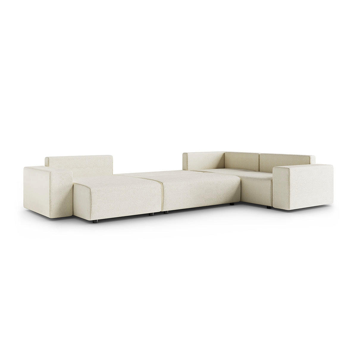 PANORAMASOFA Lorenzo 5 Sitzplätze Cremefarben - Weiß, Holz (378/85/236cm) - Petits-meubles