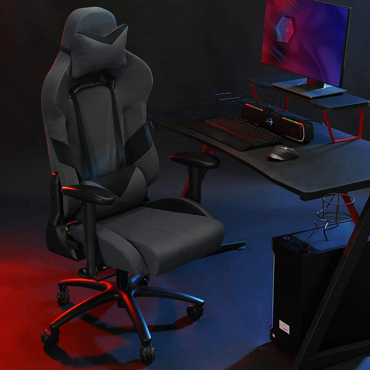 GAMING STUHL BÜROSTUHL - Schwarz, Leder (52/139/40cm) - Hansiro