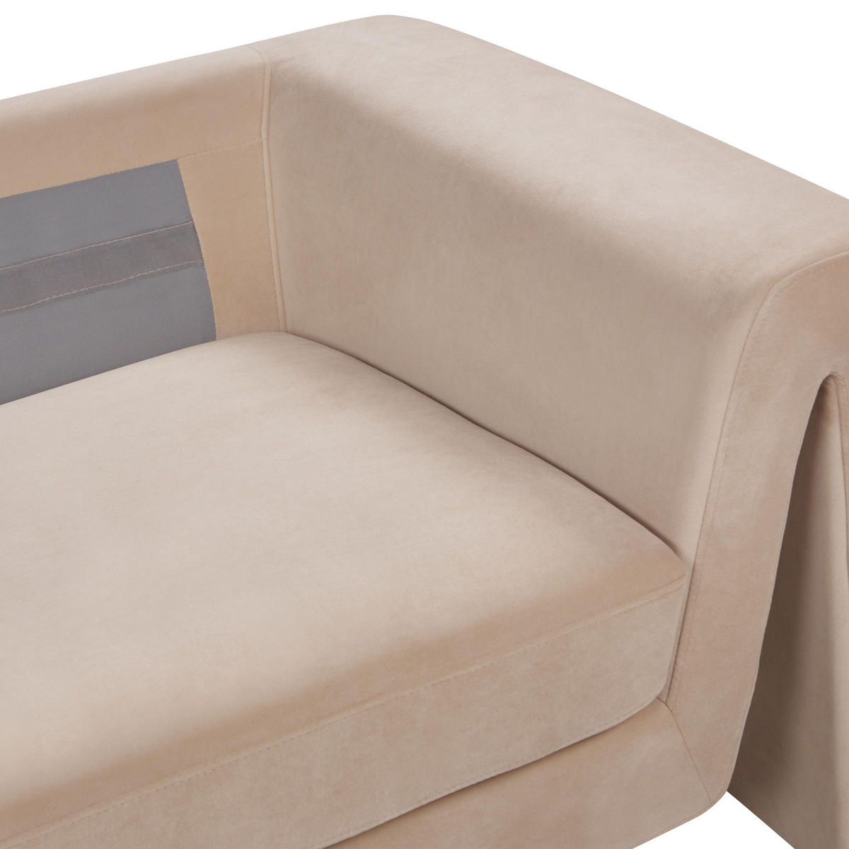 3-SITZER-SOFA Samtstoff sandbeige Maunu - Sandfarben/Schwarz, Textil (237/76/83cm) - Beliani