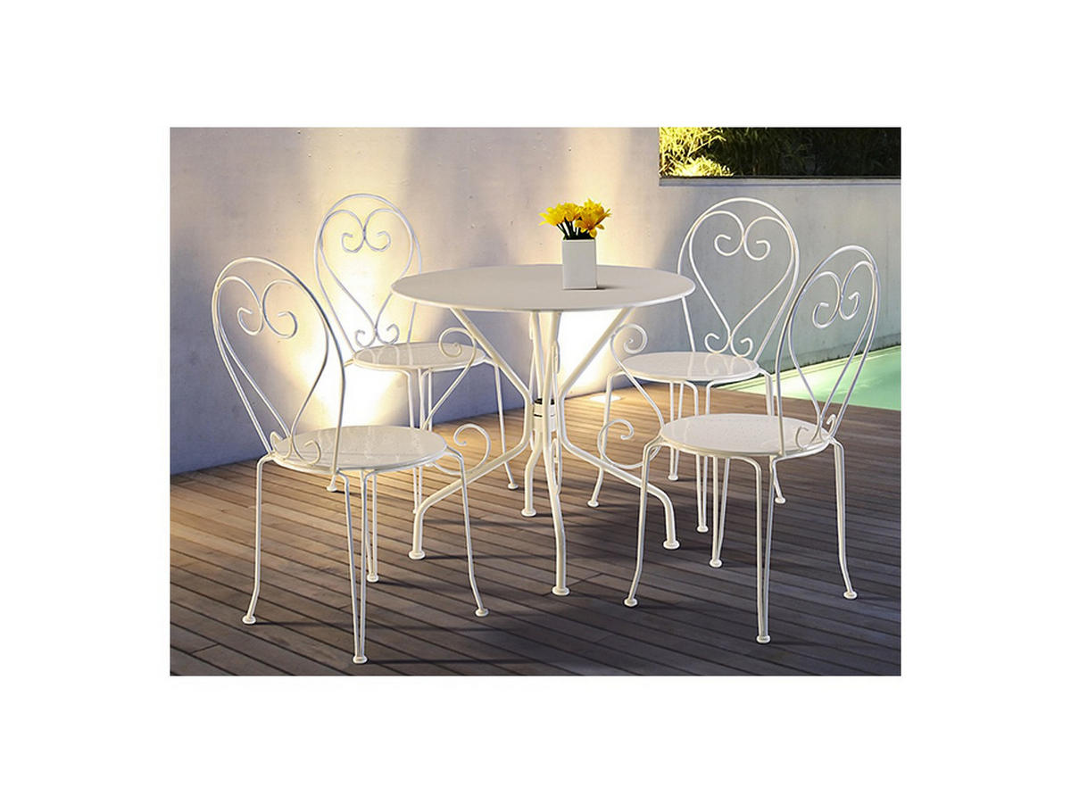 GARTENESSGRUPPE im Set - 4 -Sitzer - Metall - weiß - GUERMANTES - Weiß, Metall - Vente-Unique