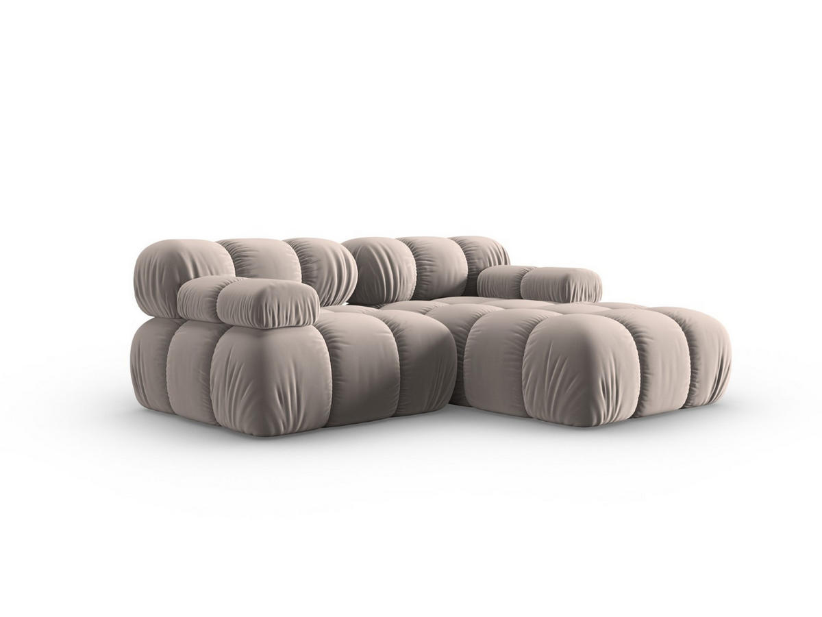 MODULARES-ECKSOFA rechts Bellis aus Samt beige 3 Sitzplätze - Beige, Textil (157/191cm) - Micadoni