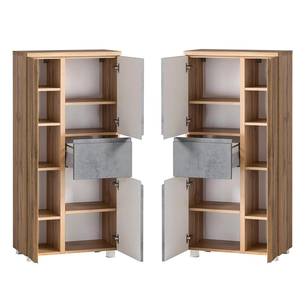 BADMÖBEL-SET 5-TLG. Vasto-03 - Grau, Holzwerkstoff (265/200/35cm) - Lomado