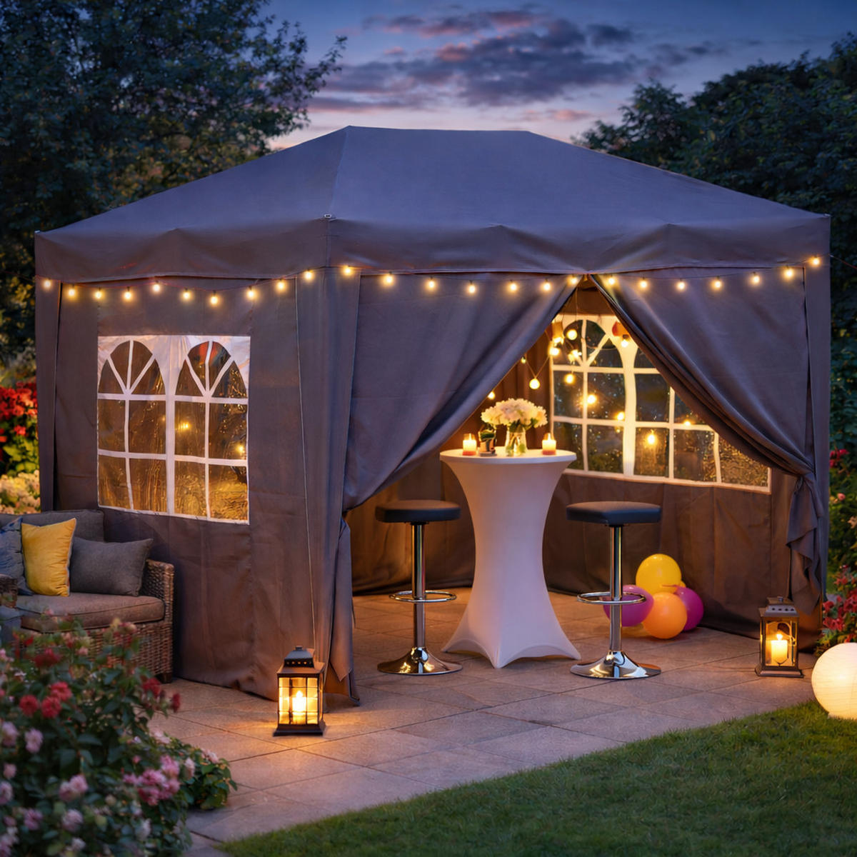 FALTPAVILLON 2x3m Smoky Grau - Grau, Metall (200/245/300cm) - QUICK STAR