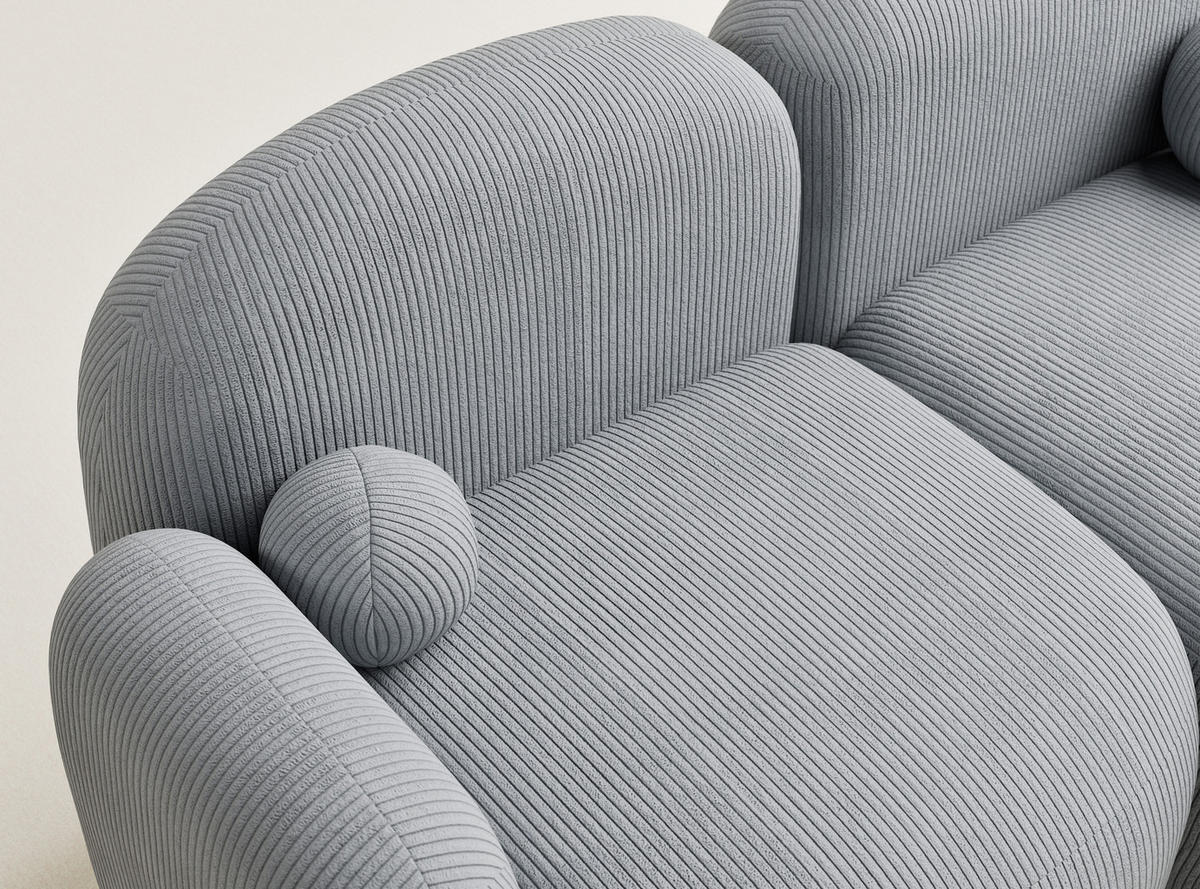ECKSOFA Bahama Hellgrau Samtstoff - Blaugrau/Schwarz, Holz/Holzwerkstoff (190/146cm) - Maison de Reve