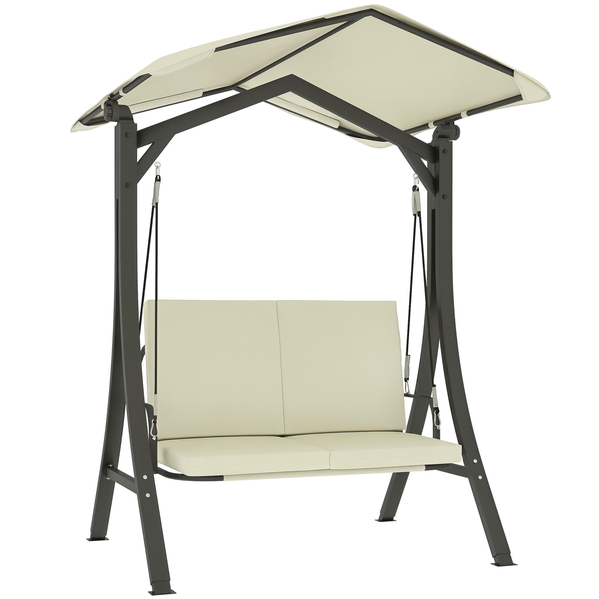 HOLLYWOODSCHAUKEL Cremeweiß 2-Sitzer 150/120/182 cm - Creme, Metall (150/182/120cm) - PANGIVO