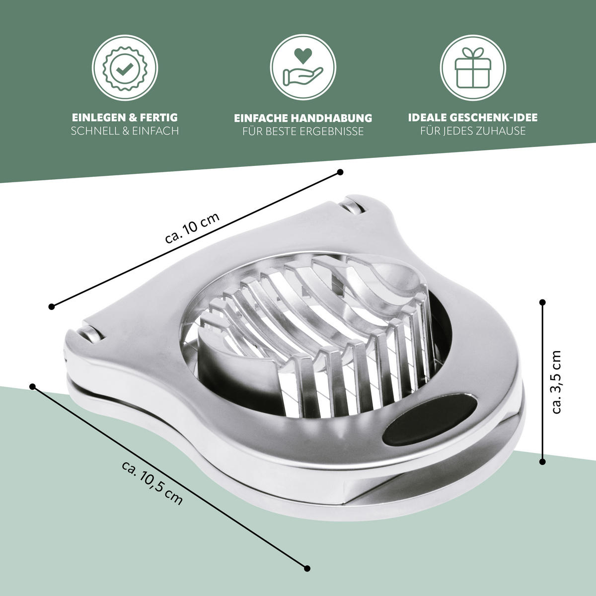 EIERSCHNEIDER, silber, Kunststoff - Zinkfarben, Metall (10/3.5/10.5cm) - bremermann