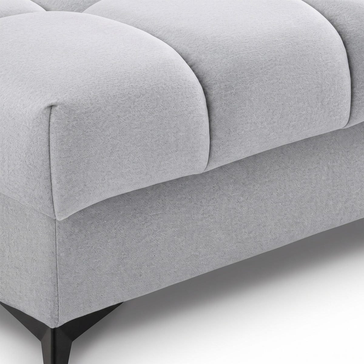 ECKSOFA PUDDING S Links mit Schlaffunktion 125x195 Velours Hellgrau - Hellgrau/Schwarz, Holz/Textil (177/275cm) - Muffo