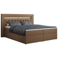 BOXBETT GOLD-6 LED 120/200 Braun Kunstleder - H3 - Braun, Holz/Textil (120/200cm) - MKS