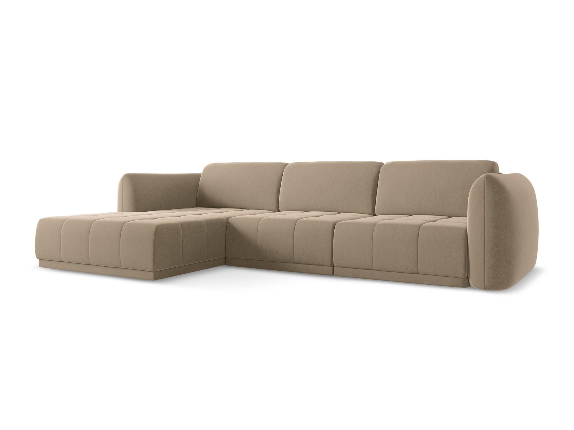 ECKSOFA Links Samt Stoff Beige - Beige/Creme, Kunststoff/Textil (170/290cm) - Makamii