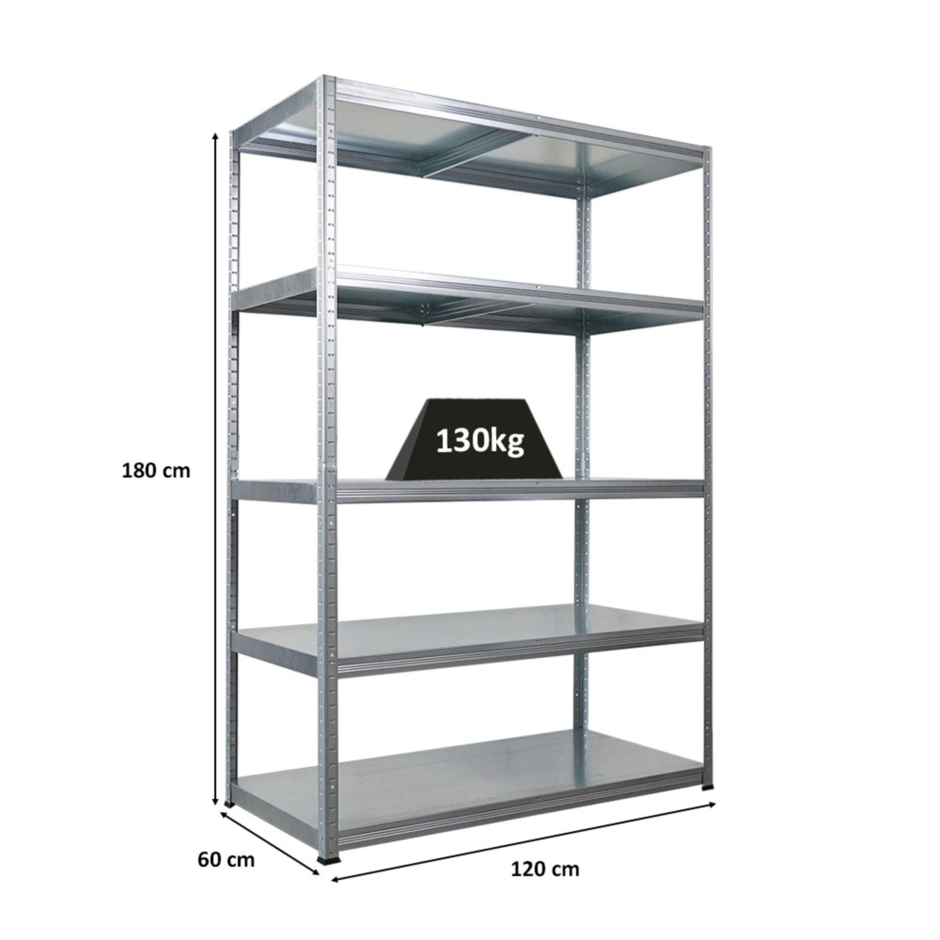 SCHWERLASTREGAL Steel Eagle 180x120x60cm Fachlast 130kg Verzinkt - Silberfarben, Metall (120/180/60cm) - PROREGAL
