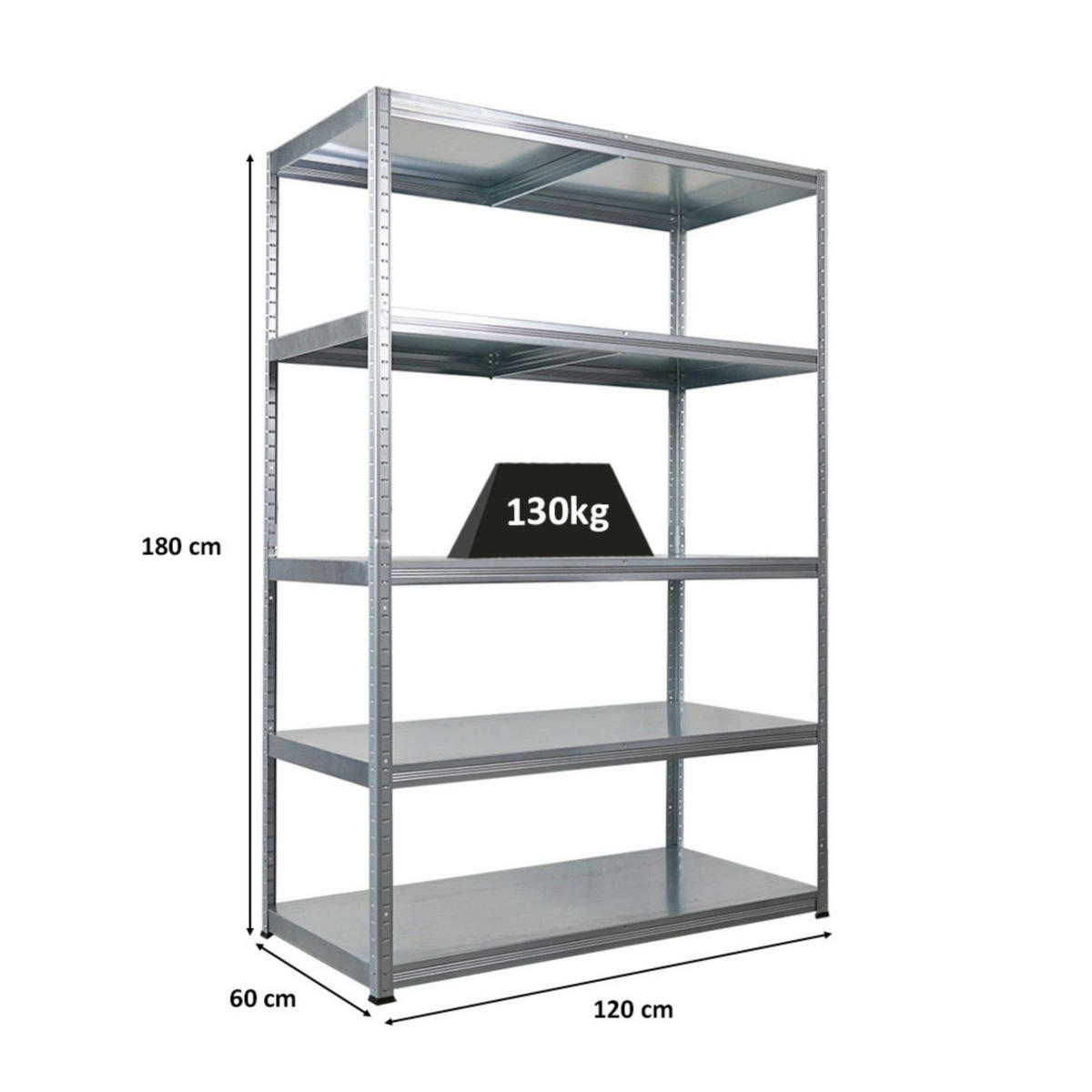 SCHWERLASTREGAL Steel Eagle 180x120x60cm Fachlast 130kg Verzinkt - Silberfarben, Metall (120/180/60cm) - PROREGAL