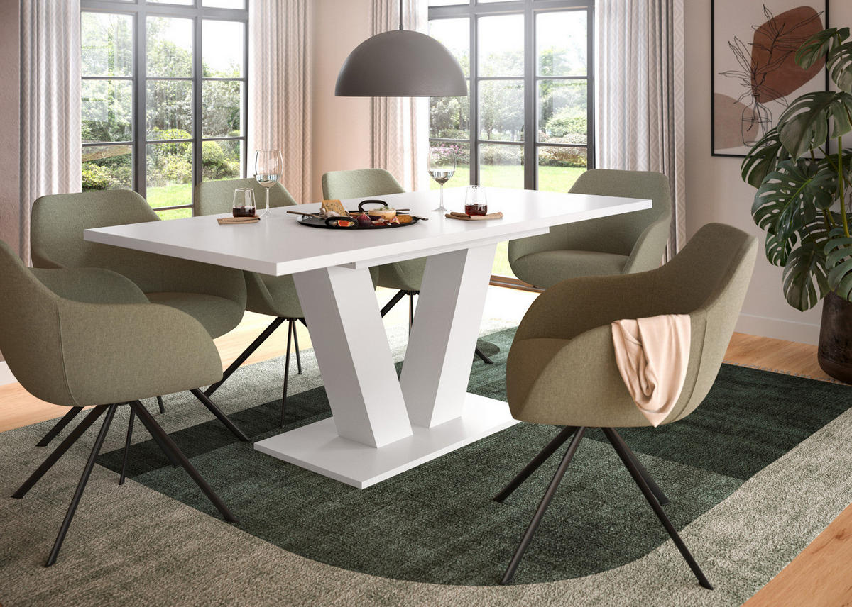 ESSTISCH weiß, Küchentisch ausziehbar 150 - 190 cm - Weiß, Holzwerkstoff/Metall (150/90/76cm) - Inn.Furn