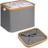 WÄSCHEKORB faltbar 50L Bambus Stoff Grau - Grau, Naturmaterialien (33/30/44cm)