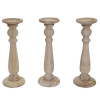KERZENSTÄNDER 3ER-SET Beige 3-er Set-Set - Beige, Holz (12/35/12cm) - MCW