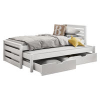 KINDERBETT Calwin 90 mit Ausziehbett - Weiß, Holz (90/200cm) - MIRJAN24