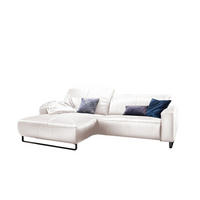 ECKSOFA MIT SITZTIEFENVERSTELLUNG YORK Ecru Leder - Ecru/Schwarz, Leder (284/180cm) - KAWOLA