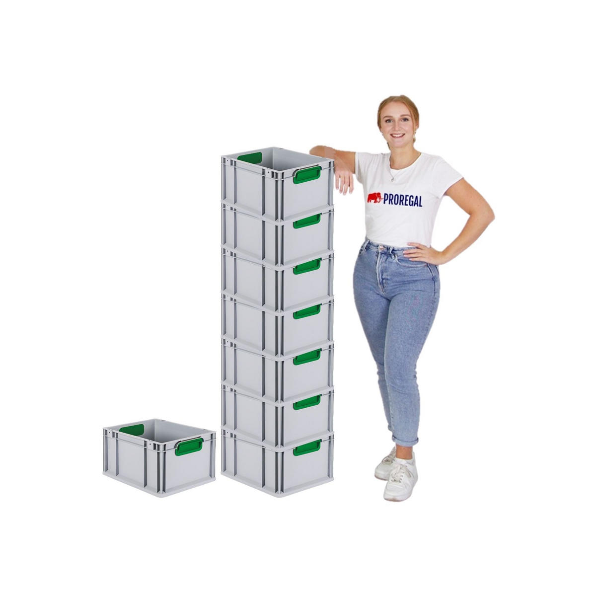 EUROBOX 8x Nextgen Color Mit Auflagedeckel 22x30x40cm Griffe Grün Geschlossen - Grün, Kunststoff (30/22/40cm) - PROREGAL