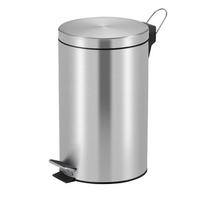 MÜLLEIMER Runder TretMit Herausnehmbaren Kunststoff Inneneimer 12 Liter 40 x 29,5 x 25,5 cm Matt Silber - Silberfarben, Metall (29.5/40/25.5cm) - PROREGAL