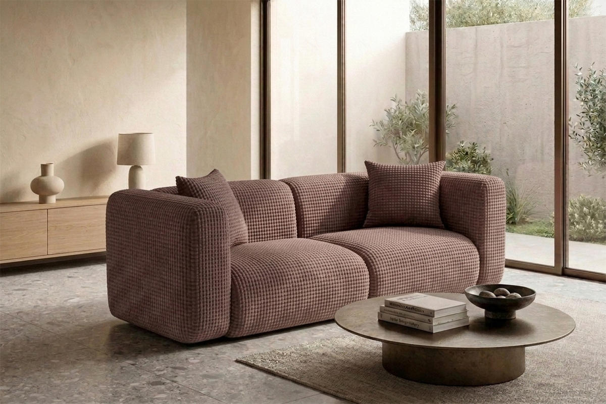 SOFA 2-Sitzer, Chenille-Stoff Cremona, Taupe, GRETA - Taupe, Holz (228/70/89cm) - Kaiser Möbel