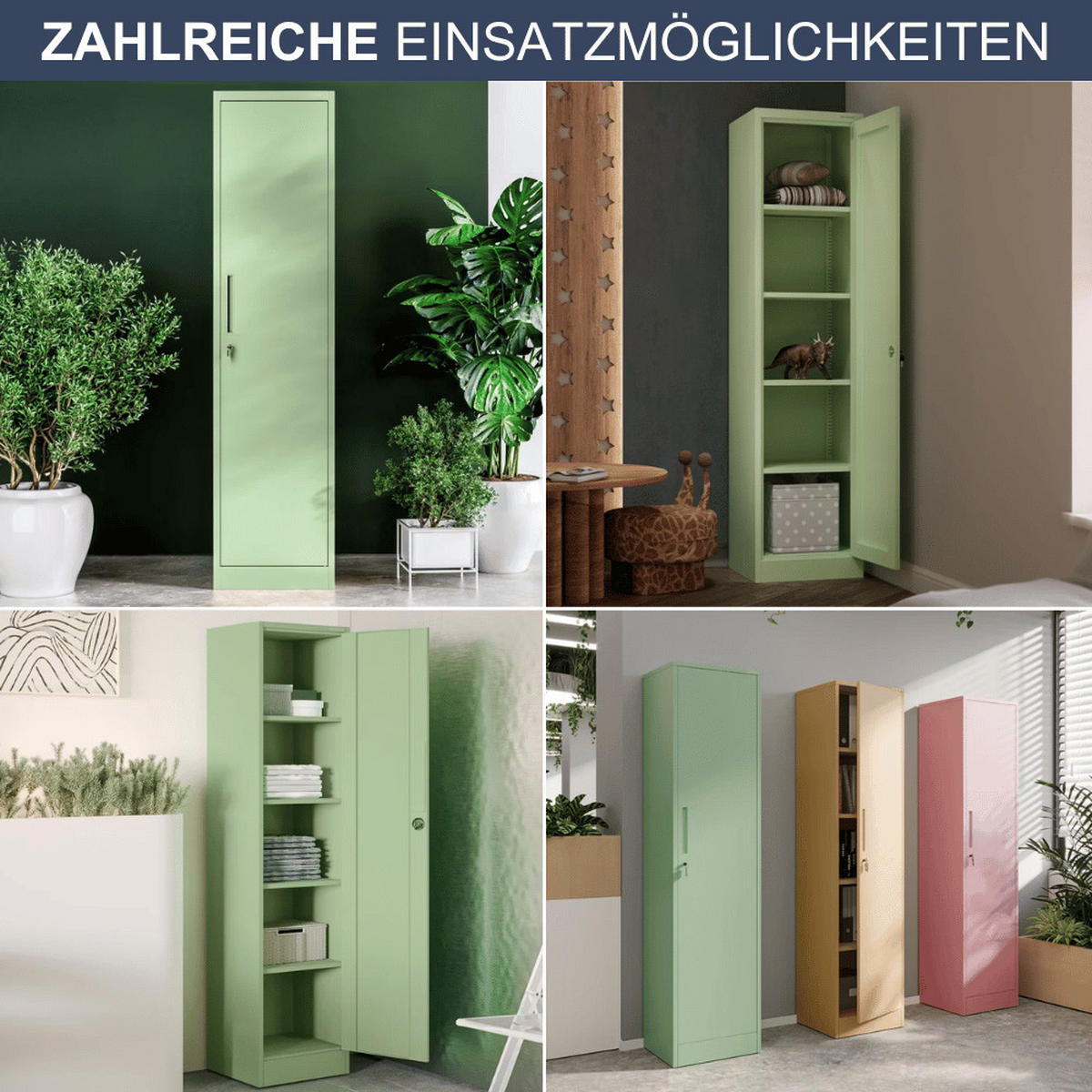 AKTENSCHRANK abschließbar KADO mit Flügeltüren 185x45x40cm Pastellgrün - Pastellgrün, Metall (45/185/40cm) - DELUKE