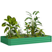HOCHBEET DE-12313 835 l mit offenem Boden u. Sicherheitsrand Grün - Grün, Metall (240/30/120cm) - ComfortXL