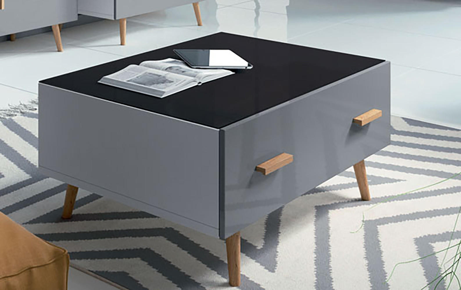 Thumbnail - Feldmann-Wohnen Couchtisch, Graphit, Grau, Holz, 1 Schubladen, Rechteckig, 90x40.8x65 cm, Wohnzimmer, Wohnzimmertische, ...