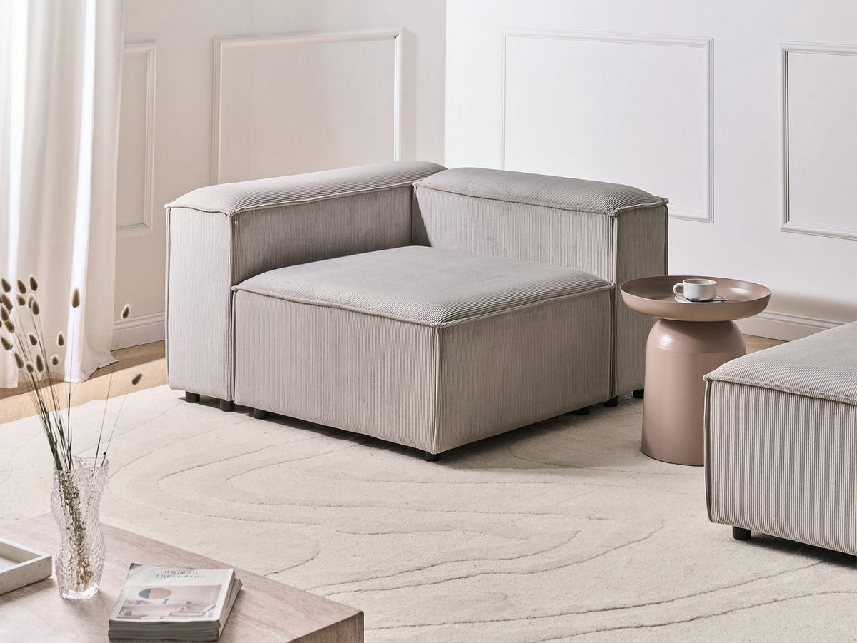 ECKMODUL Cord Taupe linksseitig Ardal - Taupe, Textil (120/68/120cm) - Beliani